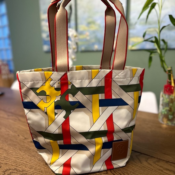 NWT! NEW! Tory Burch Ella Market Tote Bag -Large -Nylon Gracie Basket Weave - Picture 9 of 10